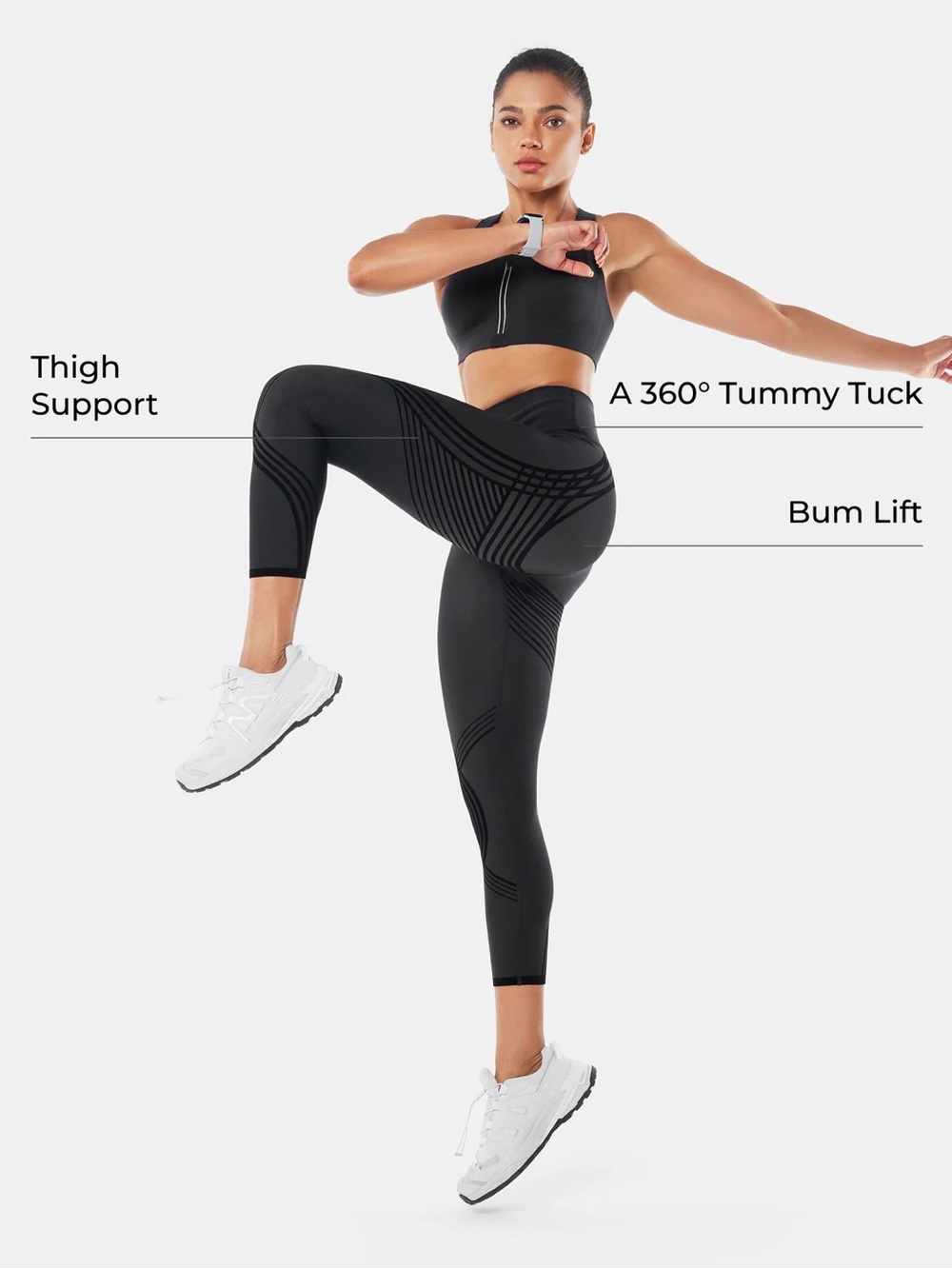 Fanka High Waisted Pants 7/8 Length Reversible Wear Body Sculpt Compression - Picture 2 of 16